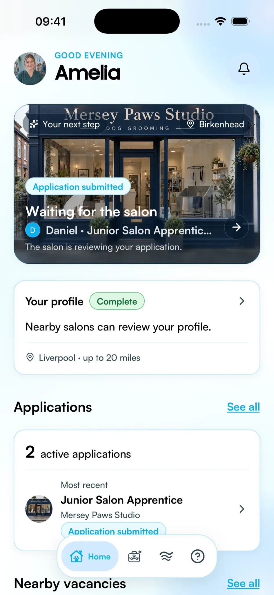 PawPath home screen for an apprentice