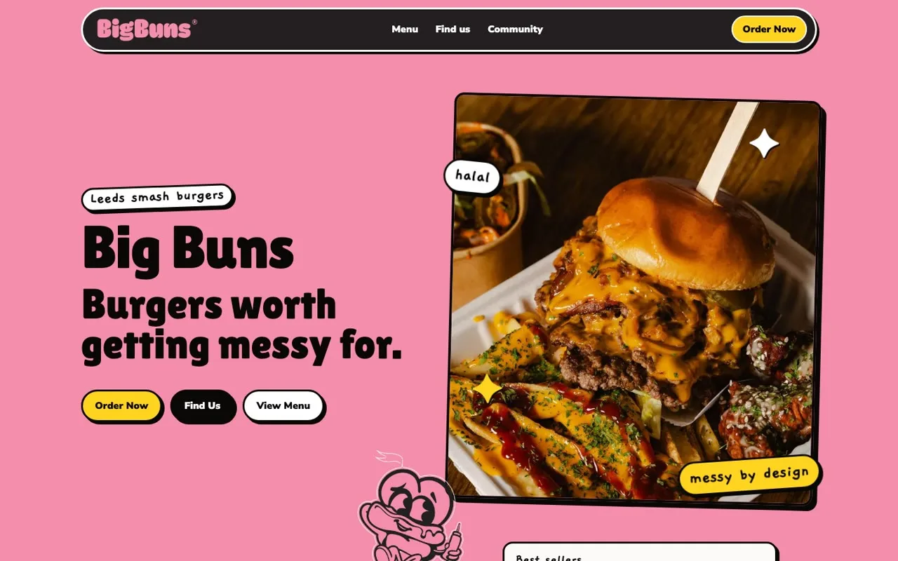 Homepage of the Big Buns website