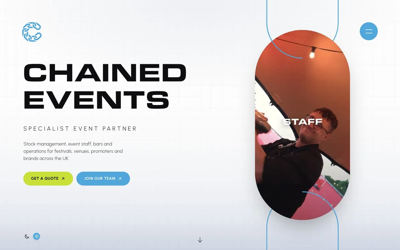 Homepage of the Chained Events website